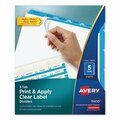 Avery Dennison Avery, PRINT AND APPLY INDEX MAKER CLEAR LABEL DIVIDERS, 5 COLOR TABS, LETTER, 5 SETS 11410